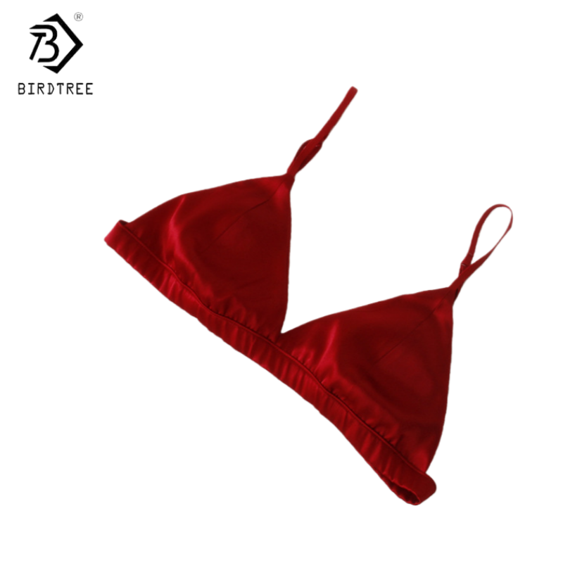 Minimizer Bra Women - Birdtree, บราไร้สายผ้าไหม 93% ผสมสแปนเด็กซ์ 7%, ชุดชั้นในทรงสามเหลี่ยมสำหรับผู้หญิง