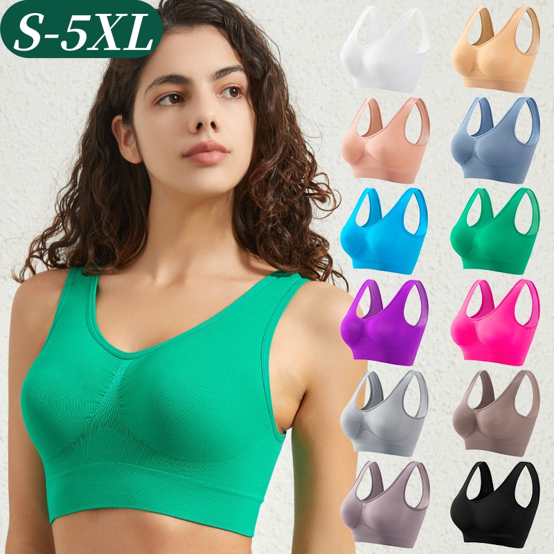 T Shirt Bra Seamless - บราไร้โครงสำหรับผู้หญิง บราดันทรงแบบสปอร์ต บราครอปท็อปแบบไม่มีโครง เสื้อชั้นในเซ็กซี่แบบเรียบ ไม่มีฟองน้ำ ระบายอากาศได้ดี