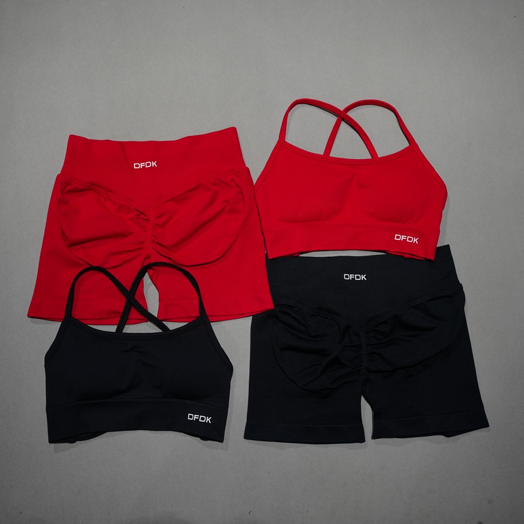 Lace Bralette Set - DFDK ชุดเลกกิ้งขาสั้นเอวสูง, สปอร์ตบราแบบผูกเชือกไร้รอยต่อ, ชุดออกกำลังกายสำหรับผู้หญิงสำหรับฟิตเนสปั่นจักรยาน