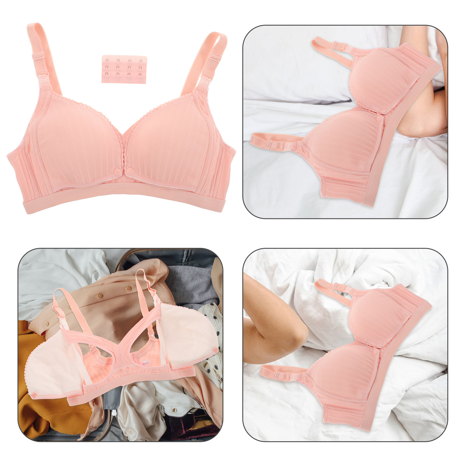 บราให้นมไร้สาย สีชมพู แบบมีลาย - Nursing Bra Clip บทวิจารณ์และราคา